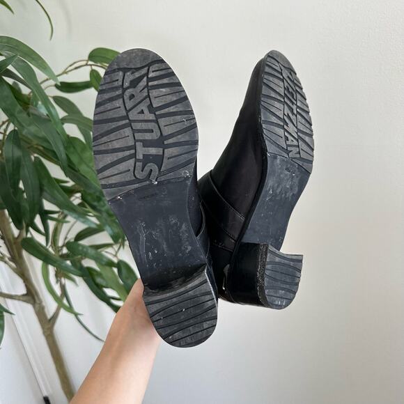 Stuart Weitzman Manlow Leather Ankle Moto Booties Black 8 $550 - Picture 7 of 10